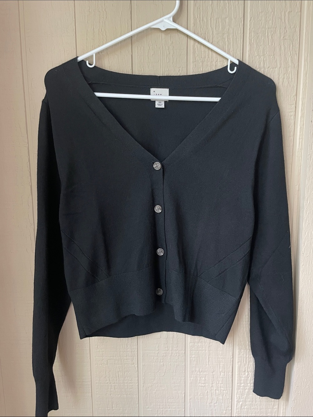 a new day Black V-Neck Button Front Cropped Cardigan